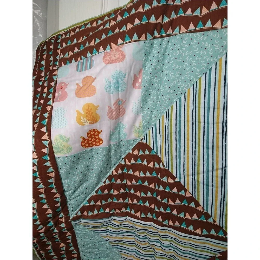 New Handmade Ducks Unisex Pinwheel Baby Blanket. 38.5